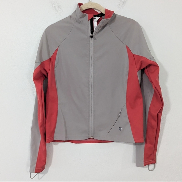 Pearl Izumi Women Full Zip Cycling Jacket Fleece Lining Gray Pink Small S - Picture 1 of 7